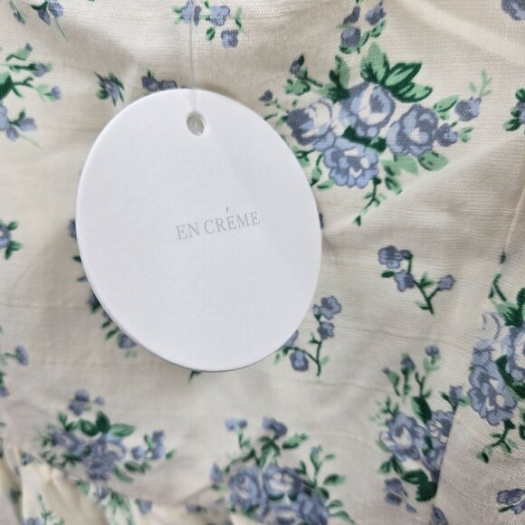 En Creme Cream Blue Floral Hi-Low Dress Size Large - Picture 9 of 16